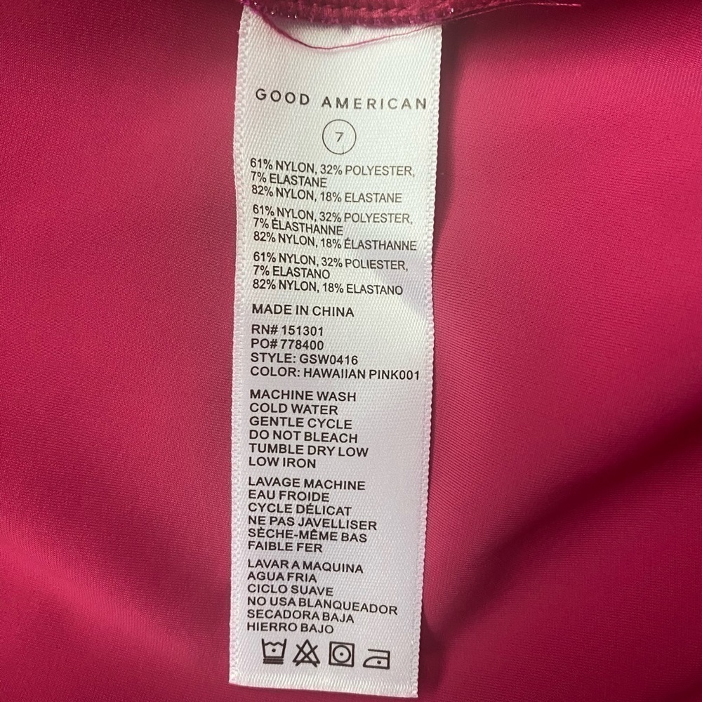 GOOD AMERICAN Hawaiian Pink Sparkle Racerback One Piece Swimsuit Size 7(4XL) NWT - Picture 11 of 11